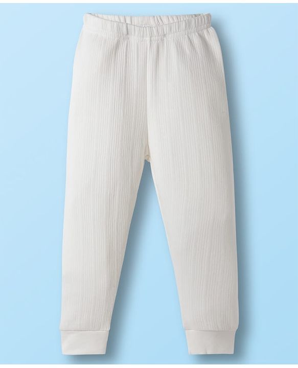 Babyhug Knit Full Sleeves Solid Colour Thermal Inner Wear Set - Off White