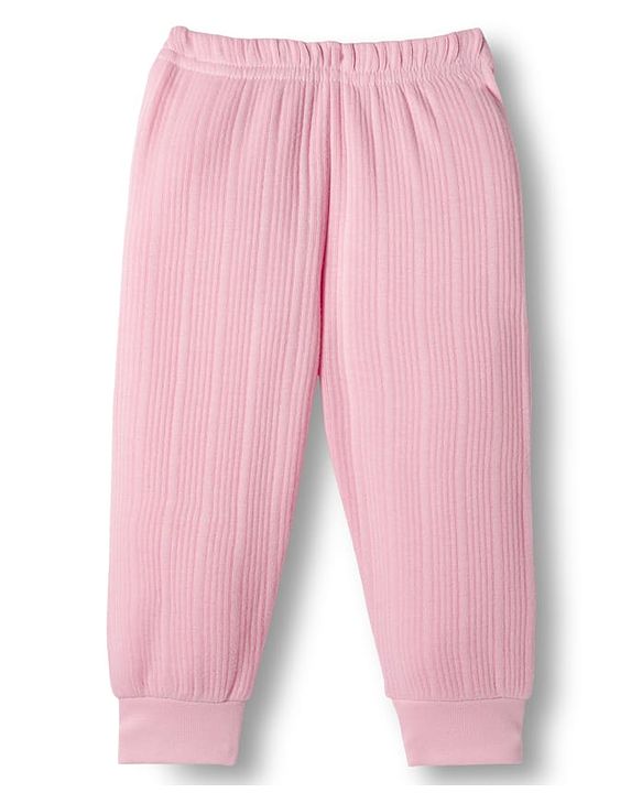 Babyhug Knit Full Sleeves Solid Color Front Open Thermal Vest & Pant Set - Pink