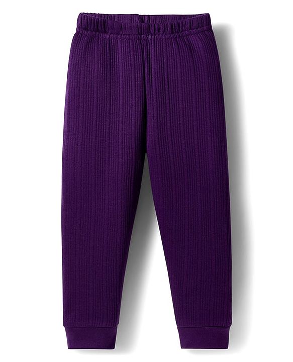 Babyhug Knit Full Sleeves Solid Colour Thermal Inner Wear Set - Purple