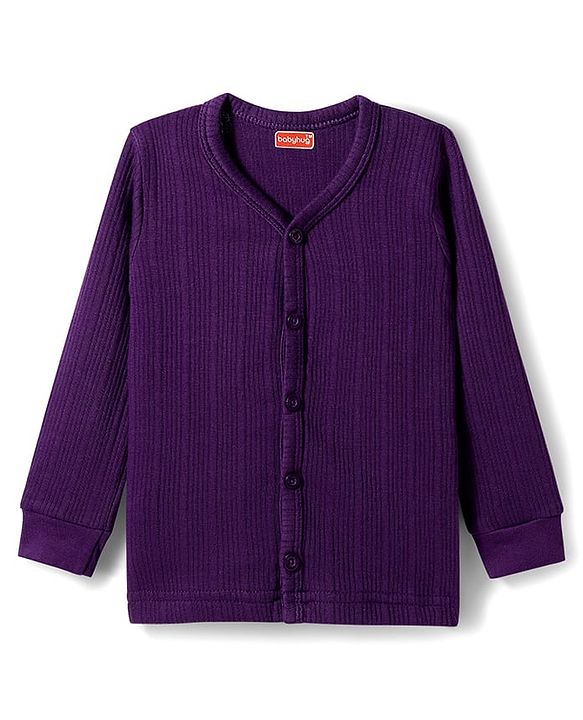 Babyhug Knit Full Sleeves Solid Colour Thermal Inner Wear Set - Purple