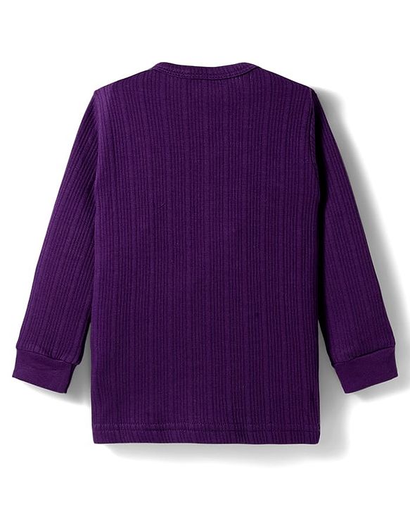Babyhug Knit Full Sleeves Solid Colour Thermal Inner Wear Set - Purple