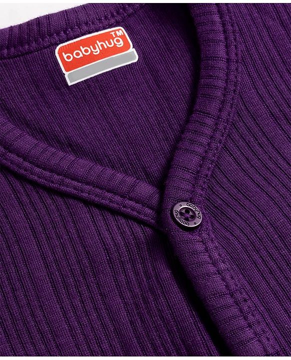 Babyhug Knit Full Sleeves Solid Colour Thermal Inner Wear Set - Purple