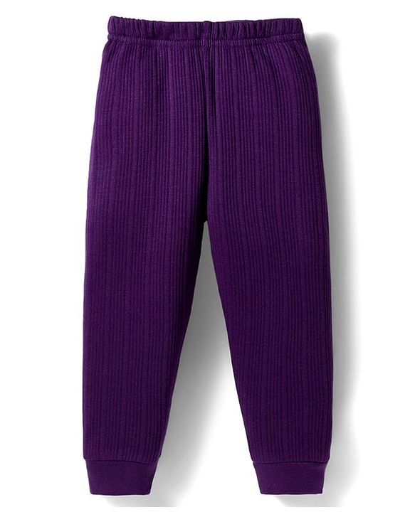 Babyhug Knit Full Sleeves Solid Colour Thermal Inner Wear Set - Purple