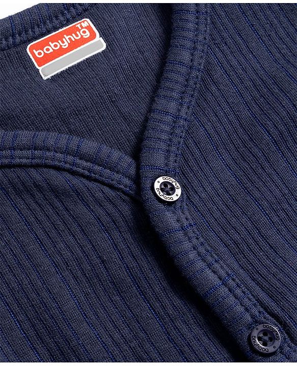 Babyhug Knit Full Sleeves Solid Colour Thermal Inner Wear Set - Navy Blue