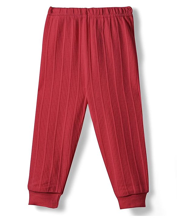 Babyhug Knit Full Sleeves Solid Color Front Open Thermal Inner Wear Set - Coral