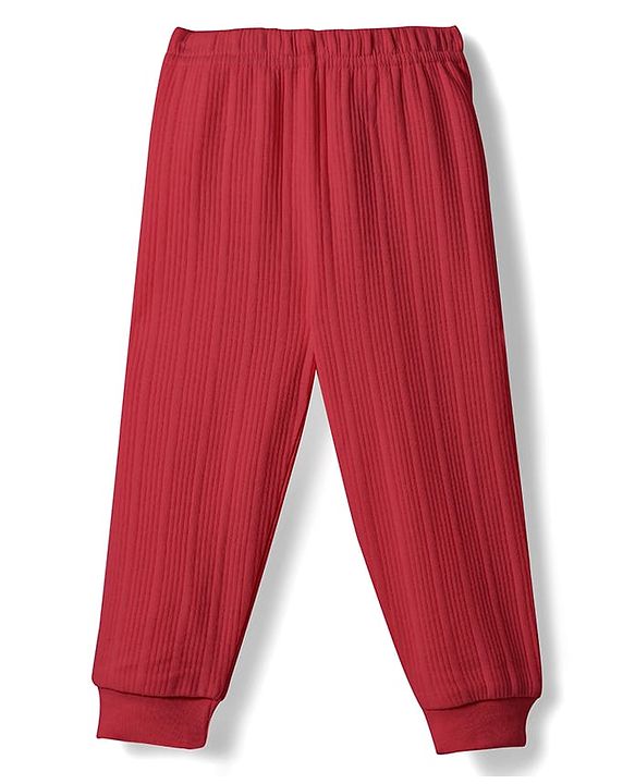 Babyhug Knit Full Sleeves Solid Color Front Open Thermal Inner Wear Set - Coral