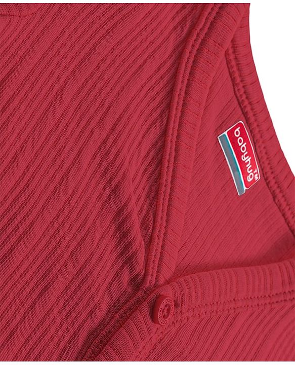 Babyhug Knit Full Sleeves Solid Color Front Open Thermal Inner Wear Set - Coral