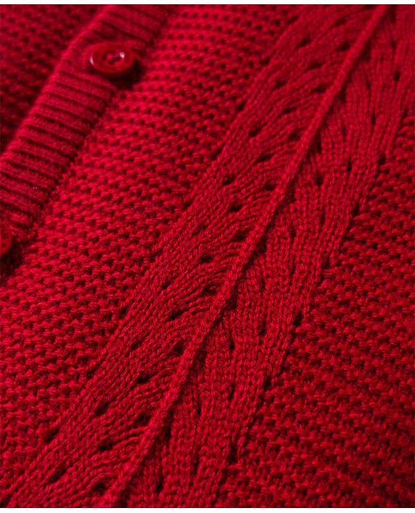 Babyhug Sweater Knit Full Sleeves Front Open Solid Winter Wear Romper - Red