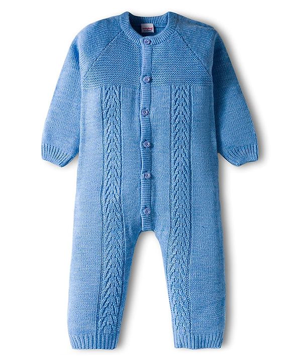 Babyhug Sweater Knit Full Sleeves Front Open Solid Winter Wear Romper - Red