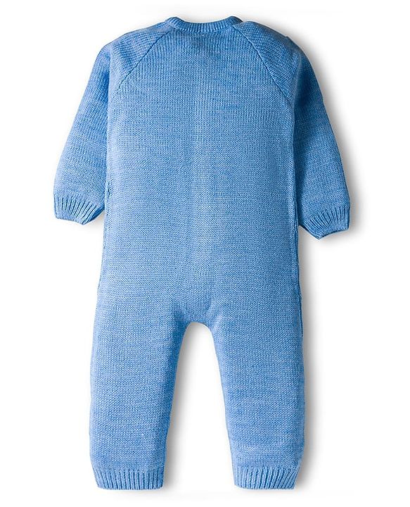 Babyhug Sweater Knit Full Sleeves Front Open Solid Winter Wear Romper - Red
