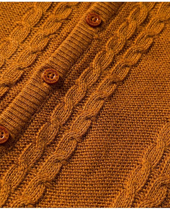 Babyhug Sweater Knit Full Raglan Sleeves Winter Wear Romper with Cable Knit Design Bear Embroidery - Light Brown