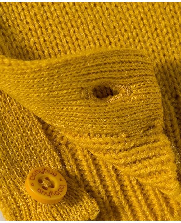 Babyhug Sweater Knit Winter Wear Dungaree Style Romper & Full Raglan Sleeves Inner Tee With Cable Knit Design - White & Mustard
