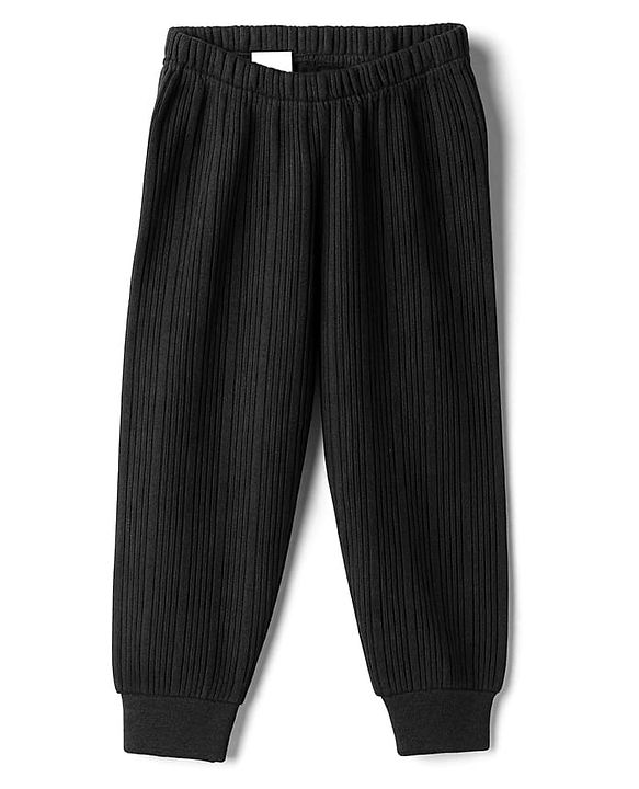 Babyhug Knit Full Sleeves Solid Thermal Set With Vest - Charcoal Grey