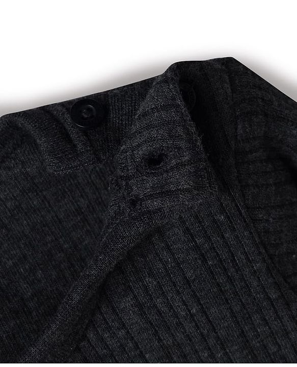 Babyhug Knit Full Sleeves Solid Thermal Set With Vest - Charcoal Grey