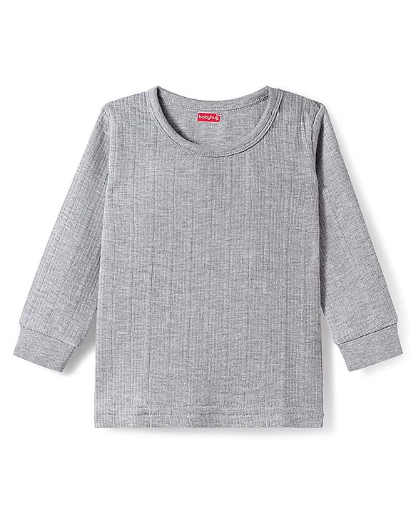 Babyhug Knit Solid Color Full Sleeves Pullover & Sleeveless Thermal Vest & Pant Set - Light Grey