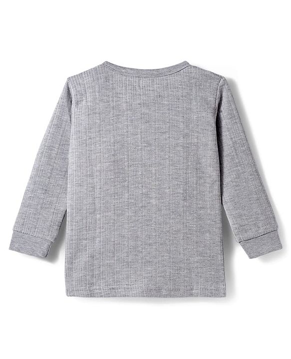 Babyhug Knit Solid Color Full Sleeves Pullover & Sleeveless Thermal Vest & Pant Set - Light Grey