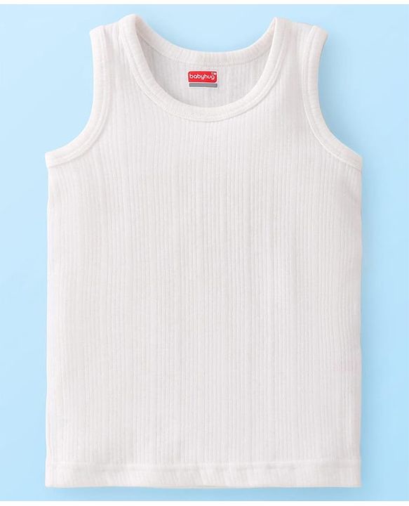 Babyhug Knit Full Sleeves Solid Color Thermal Innerwear Set with Vest - Offwhite
