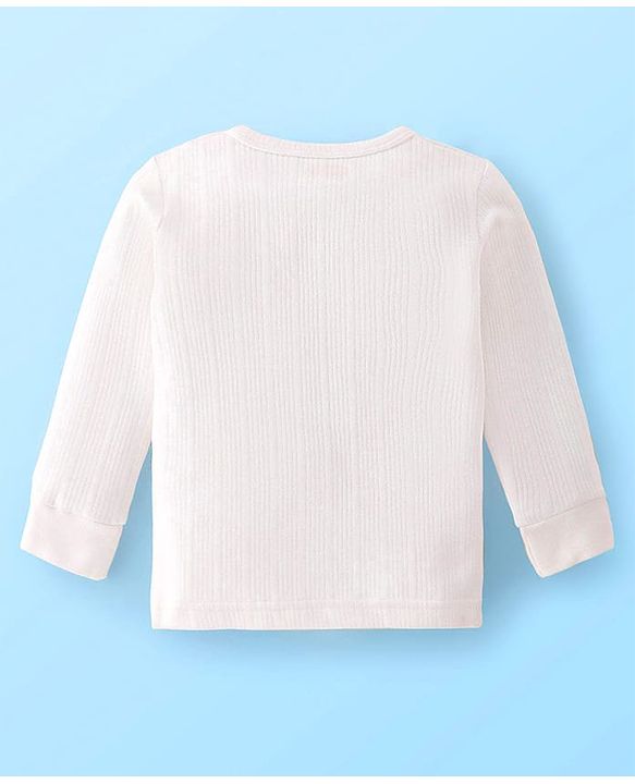 Babyhug Knit Full Sleeves Solid Color Thermal Innerwear Set with Vest - Offwhite