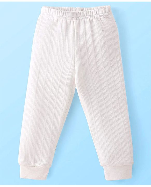 Babyhug Knit Full Sleeves Solid Color Thermal Innerwear Set with Vest - Offwhite
