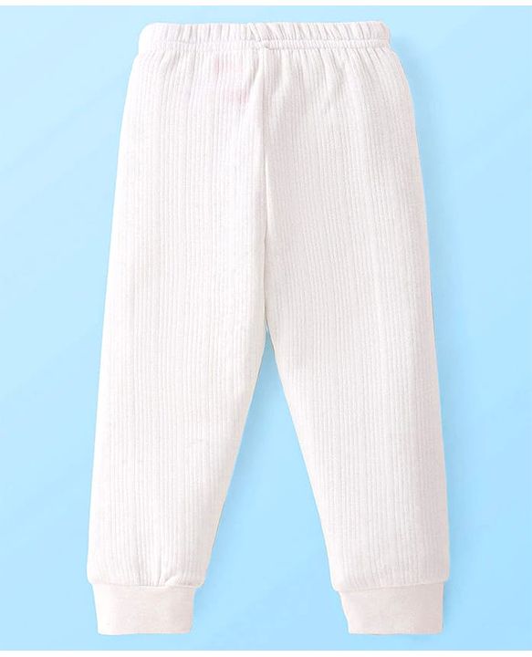 Babyhug Knit Full Sleeves Solid Color Thermal Innerwear Set with Vest - Offwhite