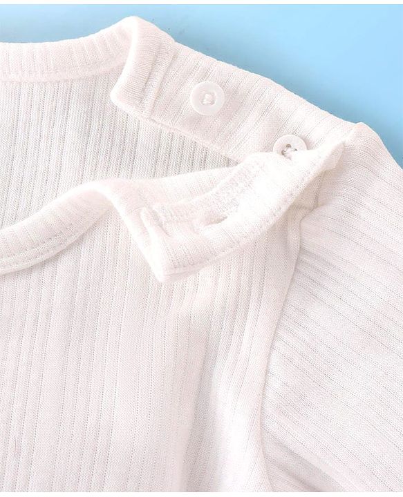 Babyhug Knit Full Sleeves Solid Color Thermal Innerwear Set with Vest - Offwhite