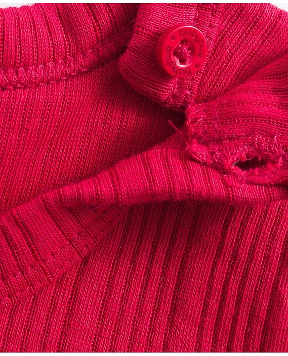 Babyhug Knit Full Sleeves Solid Color Thermal Vests & Pant Set - Red