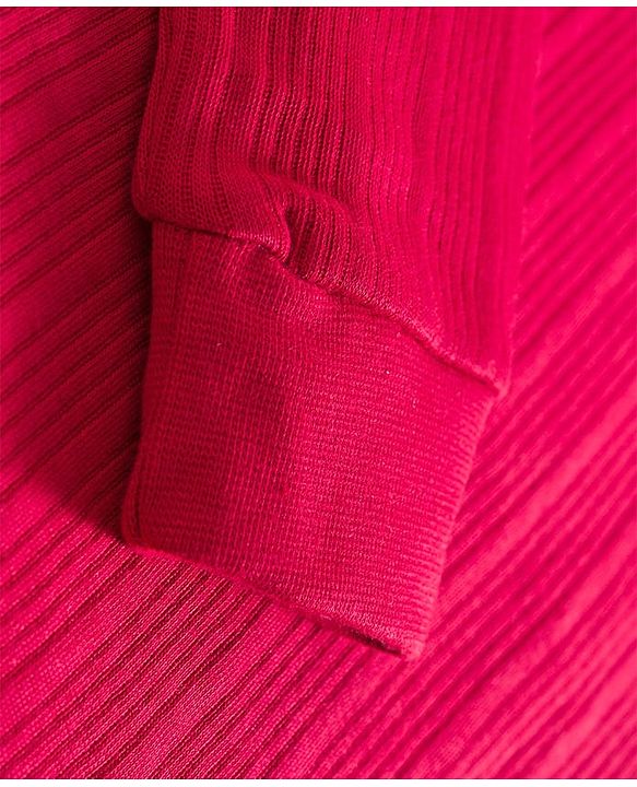 Babyhug Knit Full Sleeves Solid Color Thermal Vests & Pant Set - Red