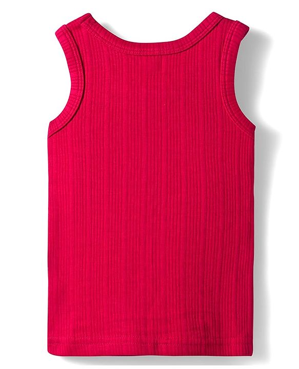 Babyhug Knit Full Sleeves Solid Color Thermal Vests & Pant Set - Red