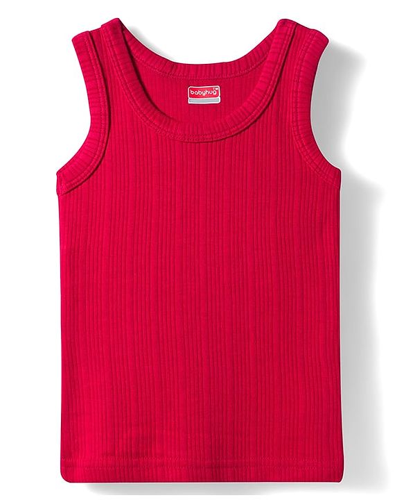 Babyhug Knit Full Sleeves Solid Color Thermal Vests & Pant Set - Red