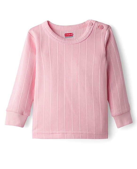 Babyhug Knit Full Sleeves Thermal Inner Wear Set - Pink