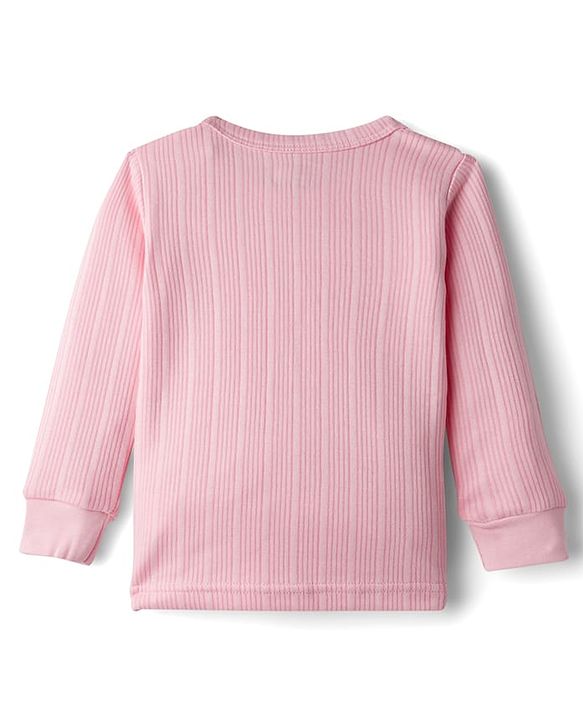 Babyhug Knit Full Sleeves Thermal Inner Wear Set - Pink