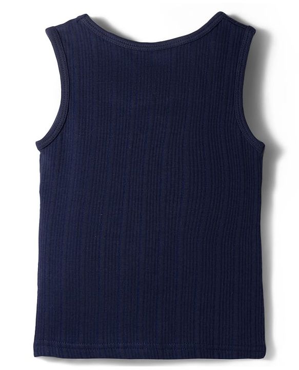 Babyhug Knit Full Sleeves Solid Thermal Set With Vest - Navy Blue