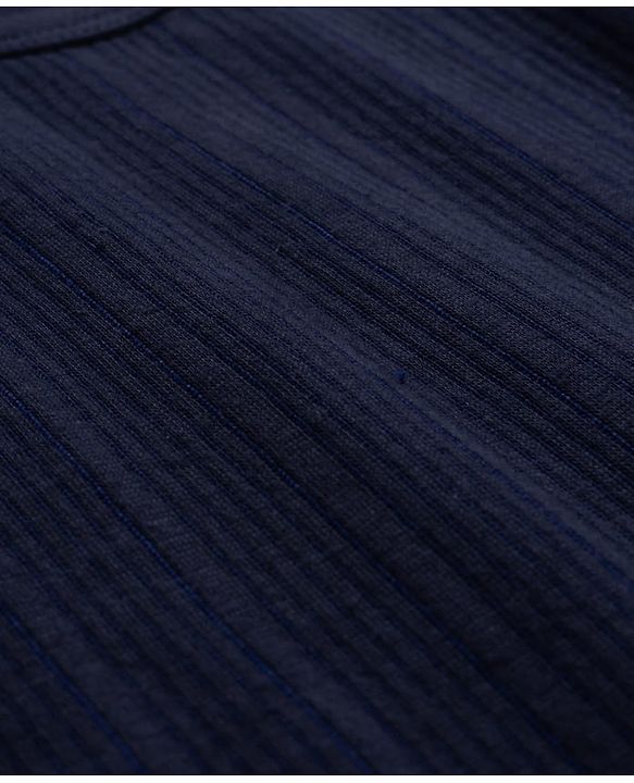 Babyhug Knit Full Sleeves Solid Thermal Set With Vest - Navy Blue