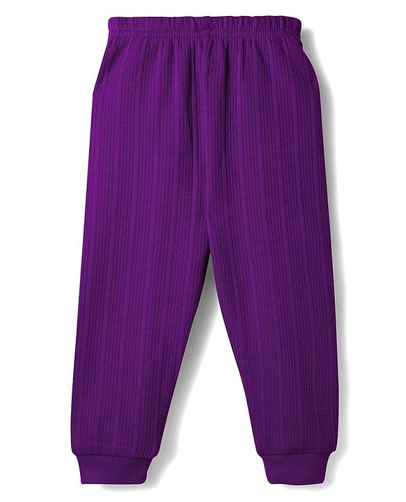 Babyhug Knit Full Sleeves Solid Color Thermal Vests & Pant Set - Purple