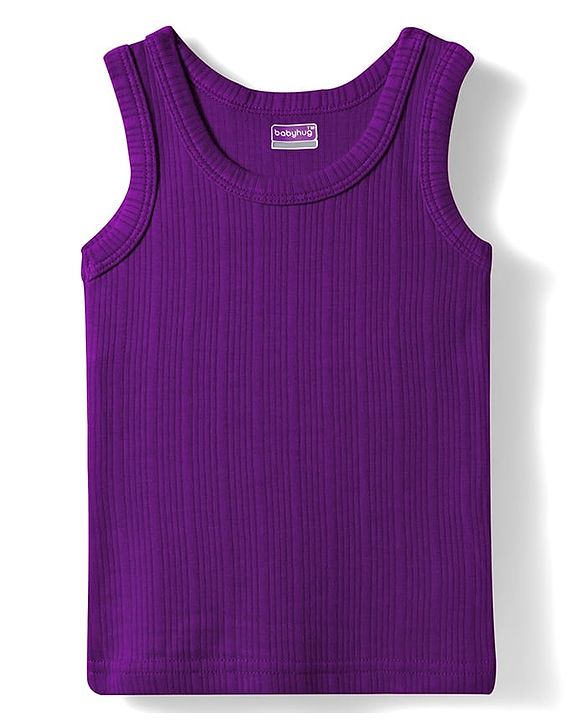 Babyhug Knit Full Sleeves Solid Color Thermal Vests & Pant Set - Purple