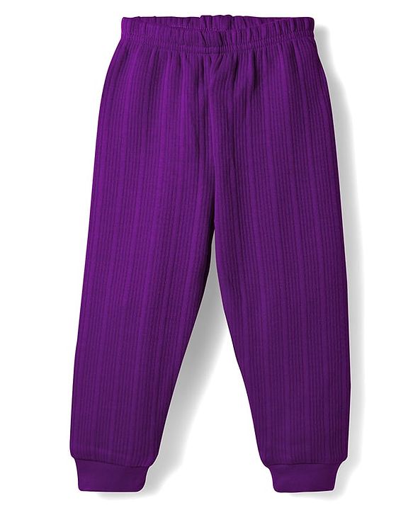 Babyhug Knit Full Sleeves Solid Color Thermal Vests & Pant Set - Purple