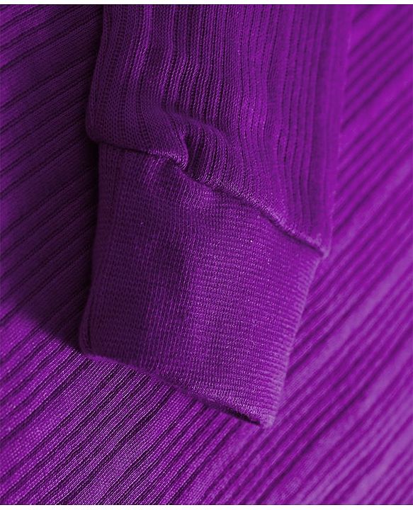 Babyhug Knit Full Sleeves Solid Color Thermal Vests & Pant Set - Purple
