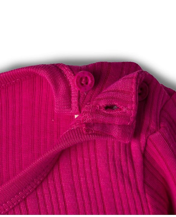 Babyhug Knit Full Sleeves Solid Thermal Set With Vest - Dark Pink
