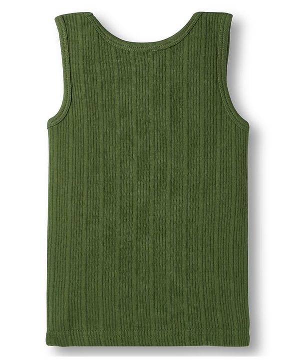 Babyhug Knit Solid Coloured Thermal Set With Vest - Olive Green