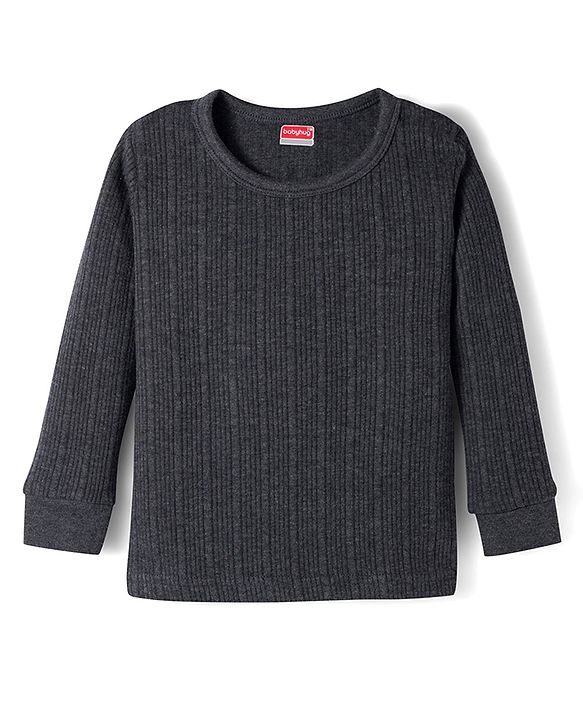 Babyhug Knit Full Sleeves Solid Color Thermal Vests Pack of 2 - Grey