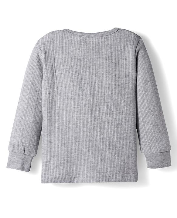 Babyhug Knit Full Sleeves Solid Color Thermal Vests Pack of 2 - Grey