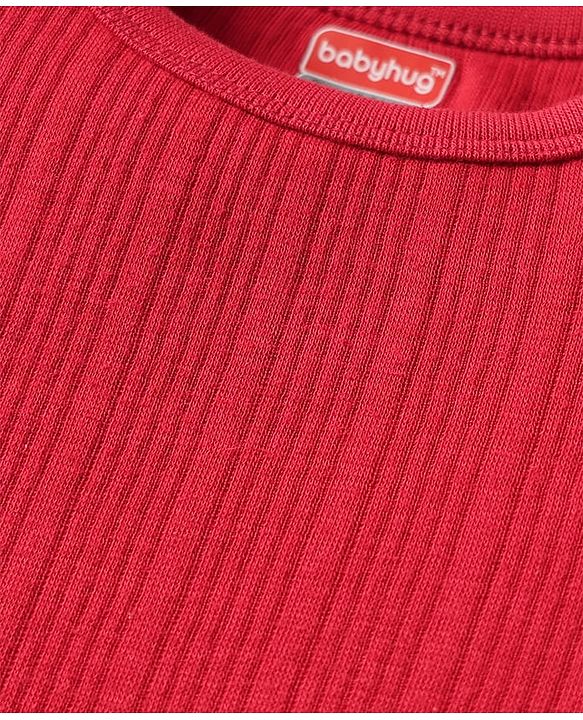 Babyhug Cotton Knit Full Sleeves Solid Coloured Pullover Vests Pack Of 2 - Red & Navy Blue