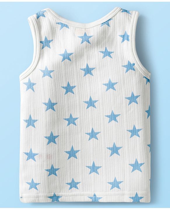Babyhug Knit Full Sleeves Pullover Co-Ord Thermal Set With Star Print - White
