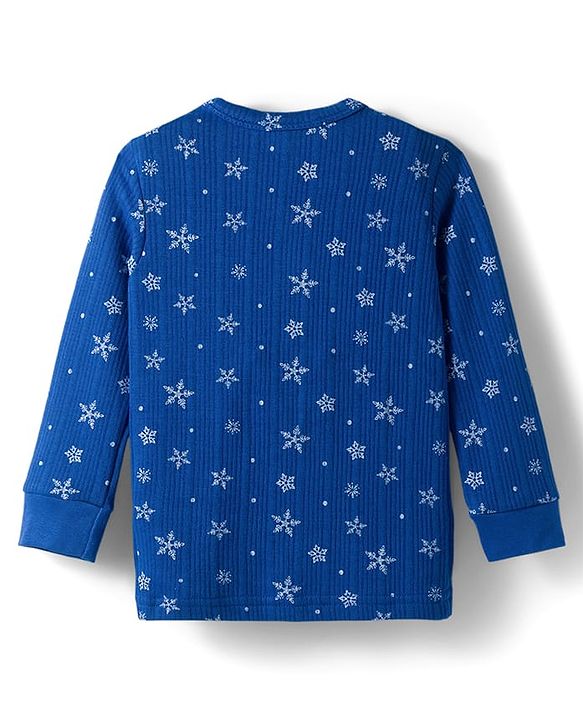 Babyhug Knit Full Sleeves Thermal Inner Wear Set With Star Print - Blue
