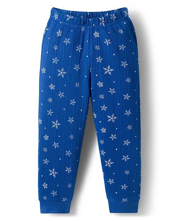 Babyhug Knit Full Sleeves Thermal Inner Wear Set With Star Print - Blue