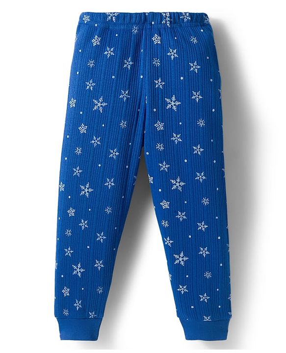 Babyhug Knit Full Sleeves Thermal Inner Wear Set With Star Print - Blue