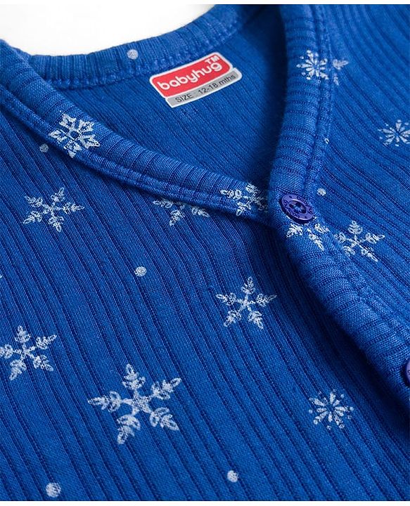 Babyhug Knit Full Sleeves Thermal Inner Wear Set With Star Print - Blue