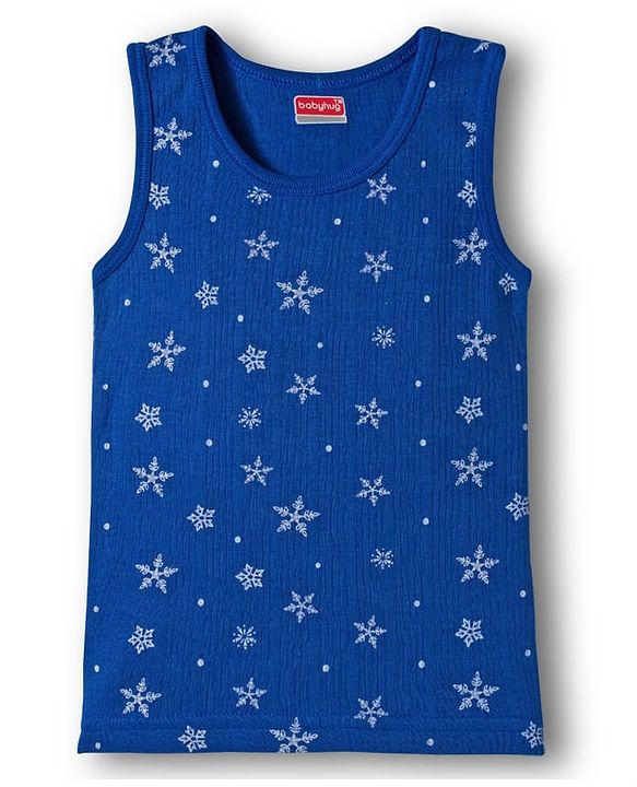 Babyhug Knit Full Sleeves Thermal Inner Wear Set With Star Print - Blue
