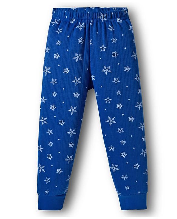 Babyhug Knit Full Sleeves Thermal Inner Wear Set With Star Print - Blue