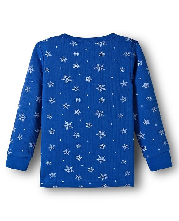 Babyhug Knit Full Sleeves Thermal Inner Wear Set With Star Print - Blue